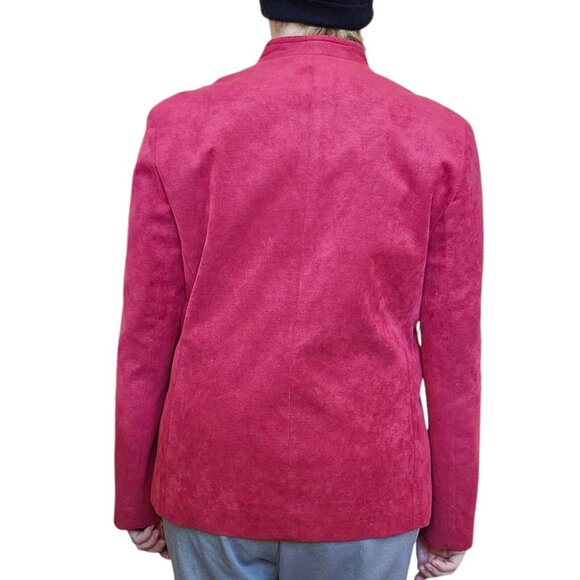 Vintage Womens Size 10 Red Faux Suede Blazer 3‎ Button USA Wilsons Business - Picture 3 of 9
